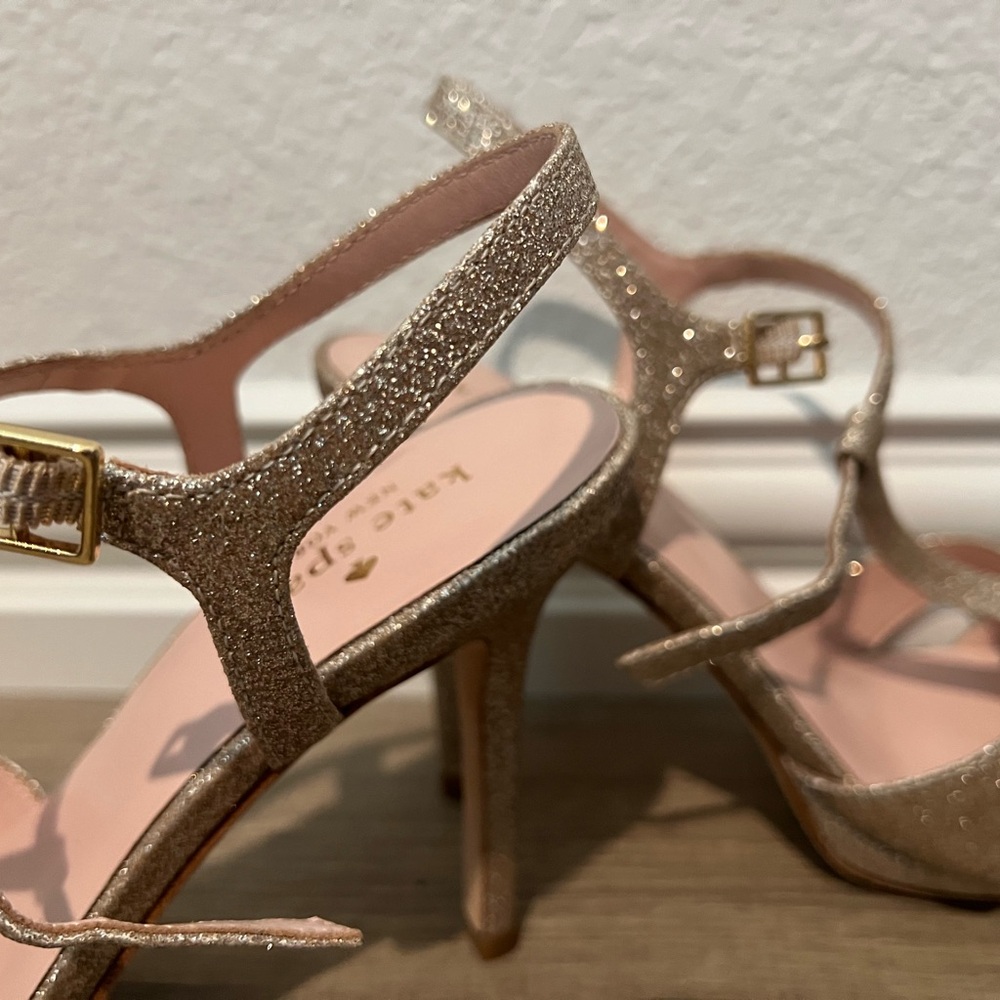 Kate Spade Fedora Gold fine glitter heels | 6.5 - Picture 5 of 7